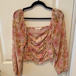 Lush Floral Blouse in Pink and Cream